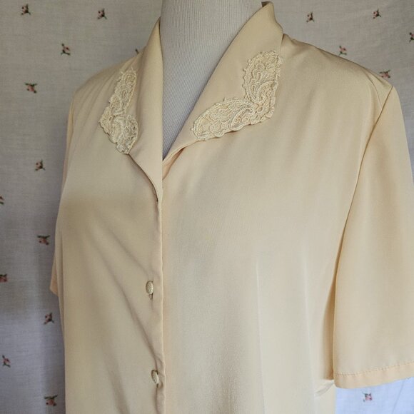Size XL to 1X Vintage 1990s Eatons Yellow Blouse - Picture 6 of 10